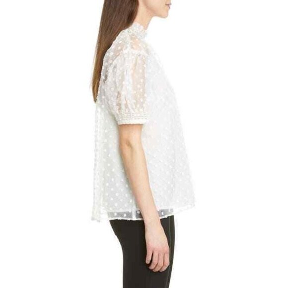 Birgitte Herskind Grace Swiss Dot Blouse White Size 40 - Picture 4 of 7